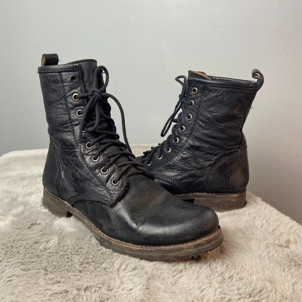 Frye Veronica Black Combat Boots Size 7.5